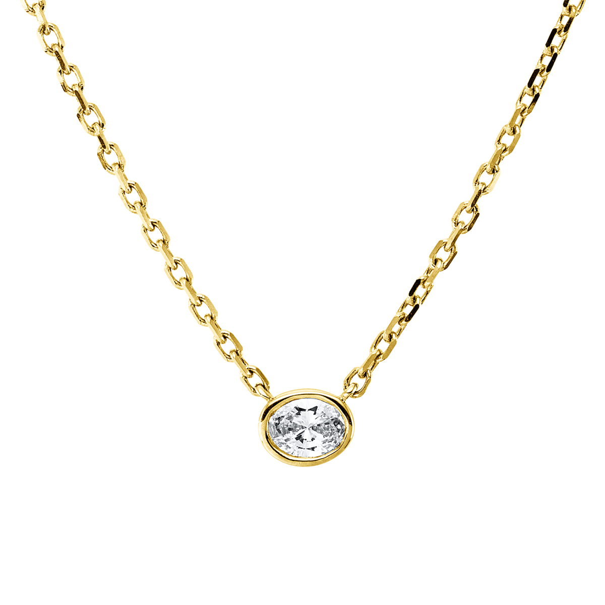 oval solitaire necklace in yellow gold