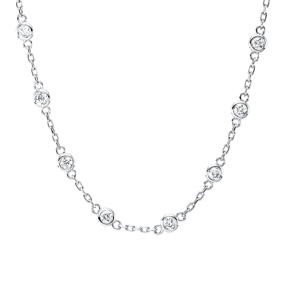 diamond full cut modern woman necklace in white gold