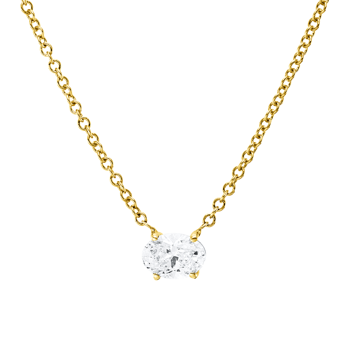 oval solitaire necklace in yellow gold