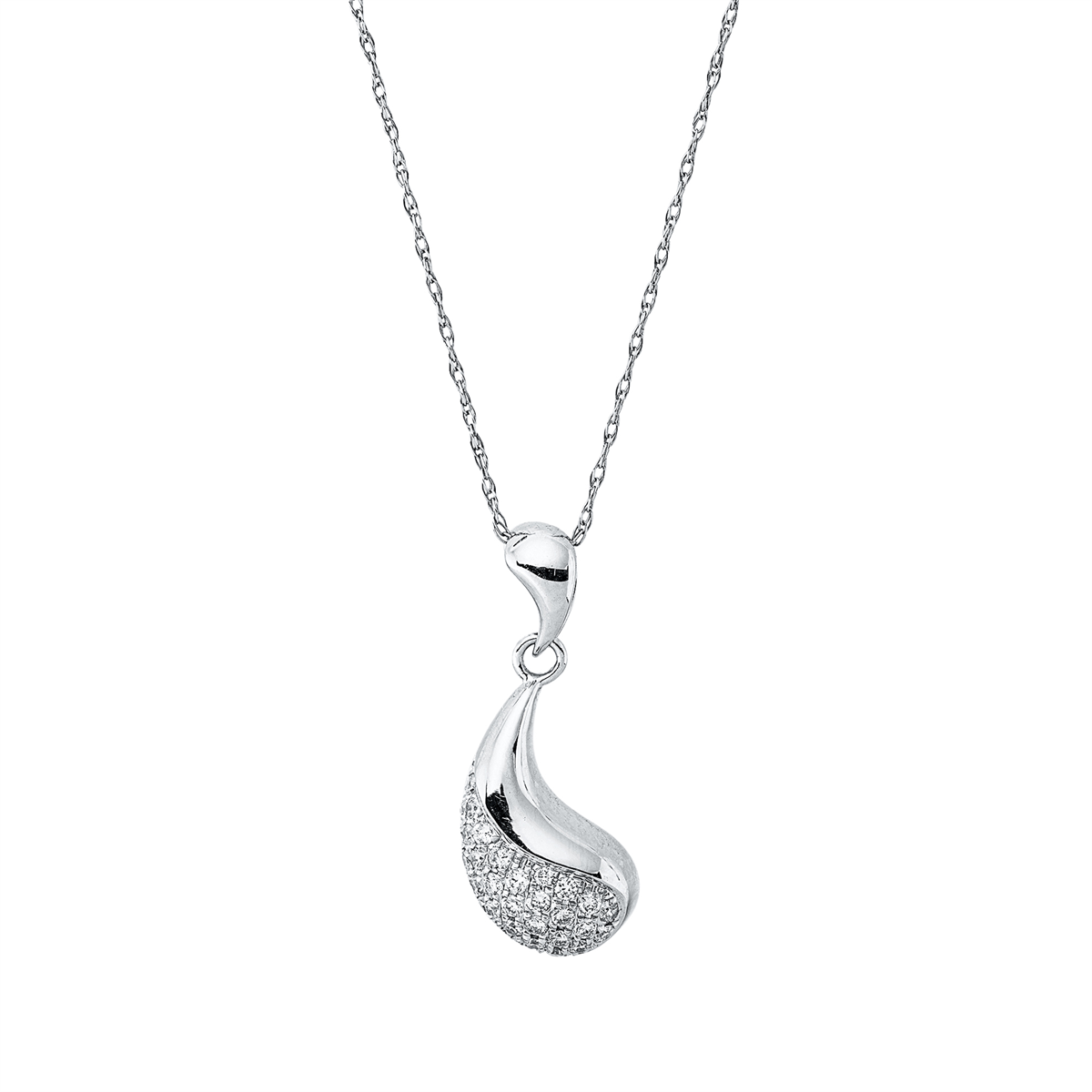 diamond full cut pavé necklace in white gold