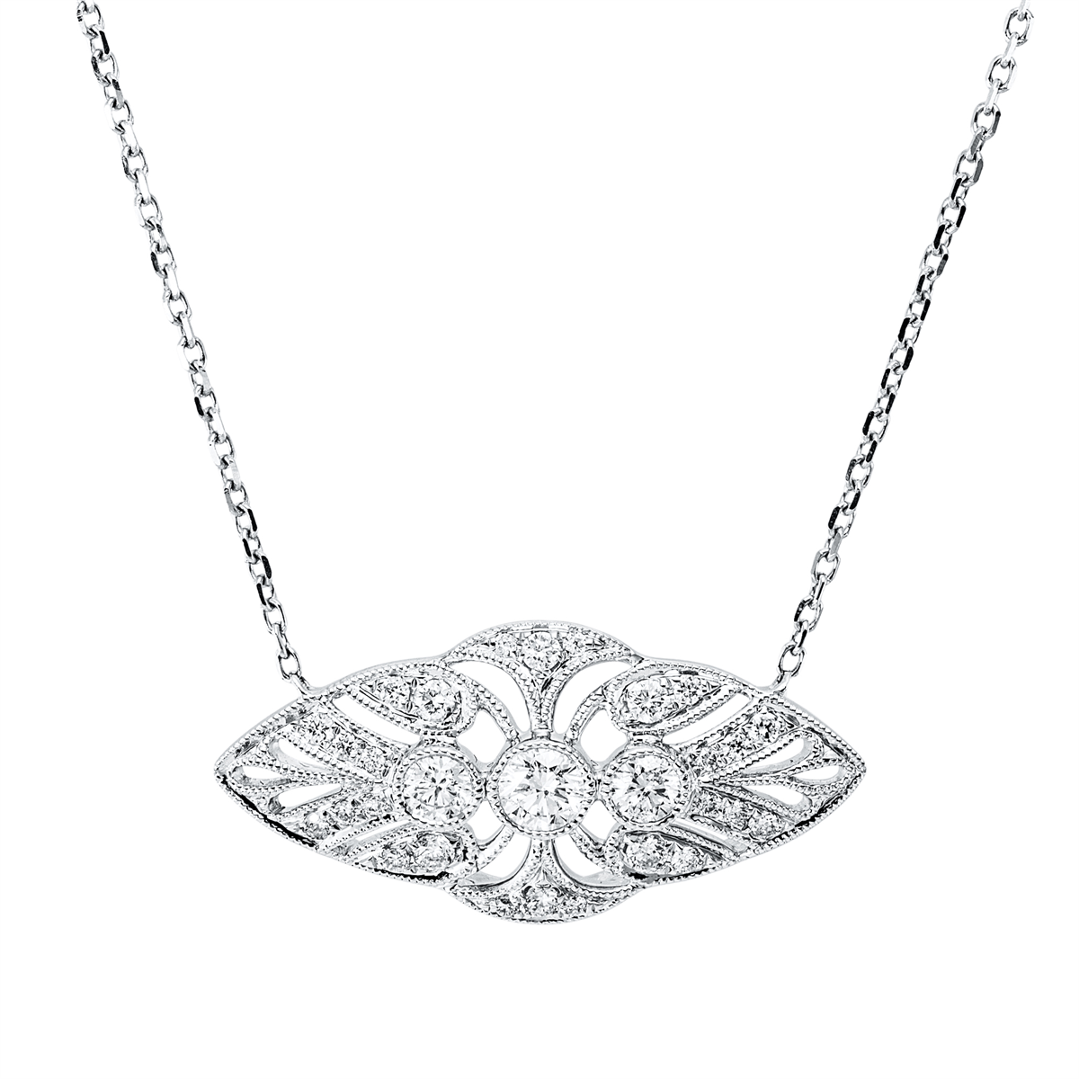 diamond full cut modern woman necklace in white gold