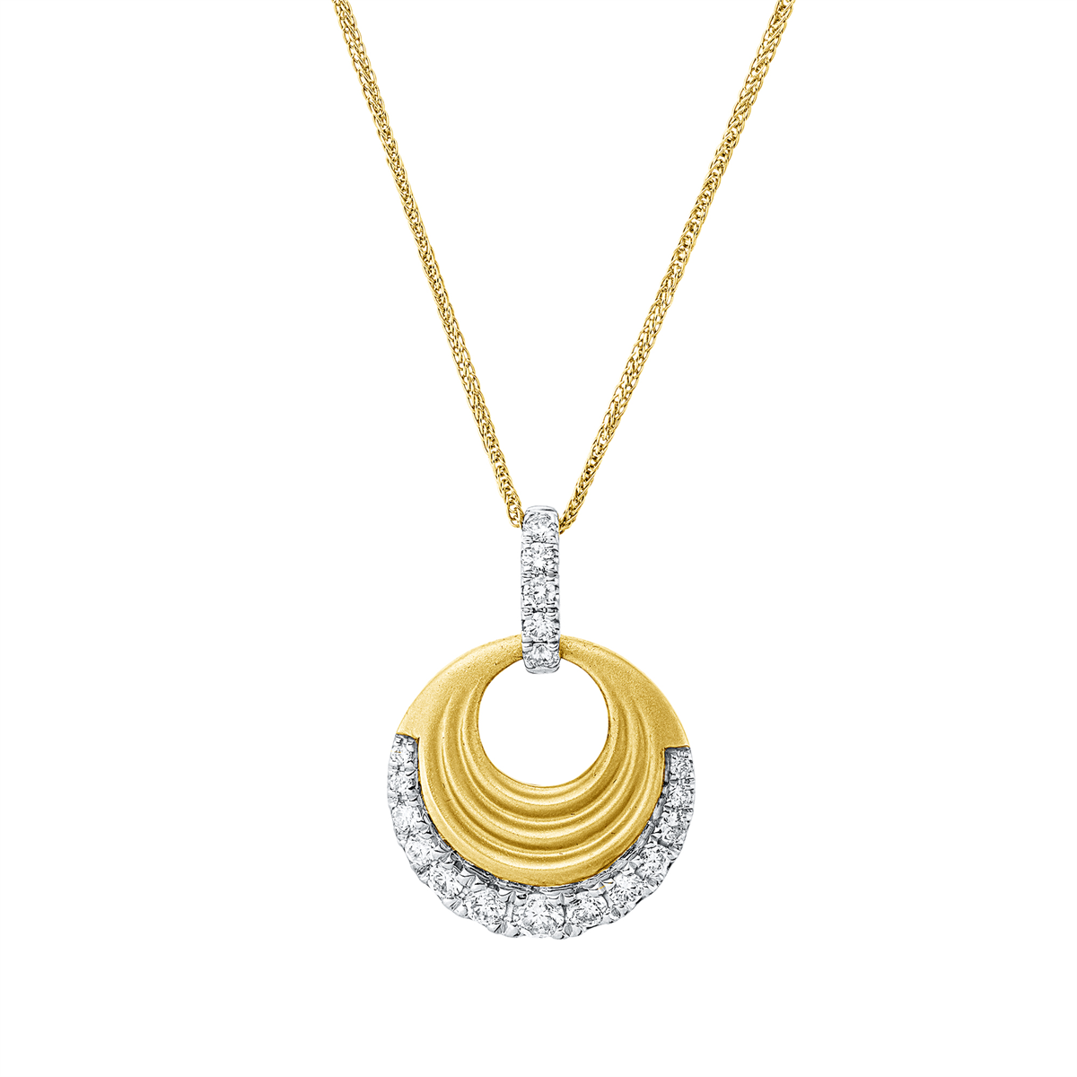 diamond full cut modern woman necklace in yellow gold / white gold