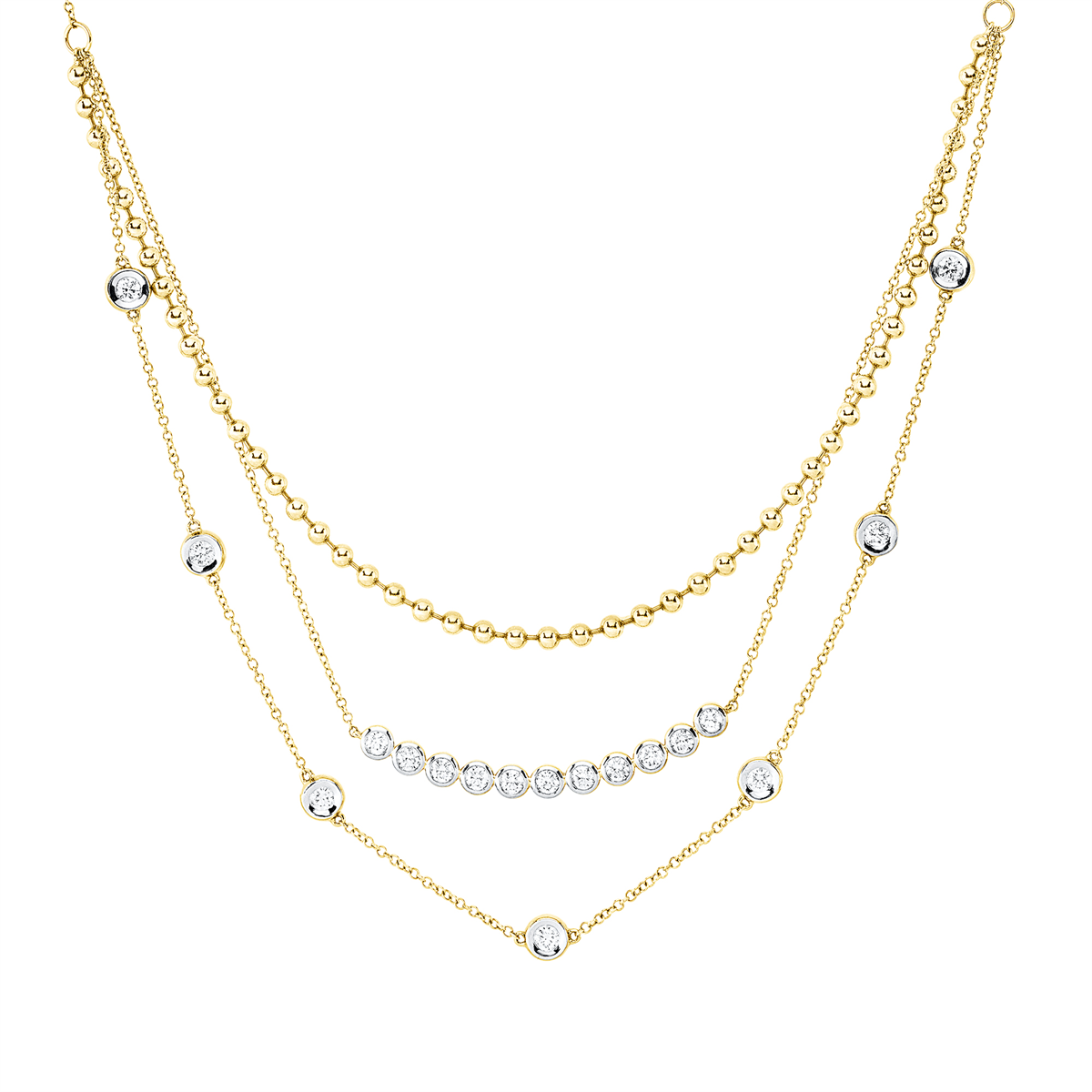 diamond full cut modern woman necklace in yellow gold / white gold