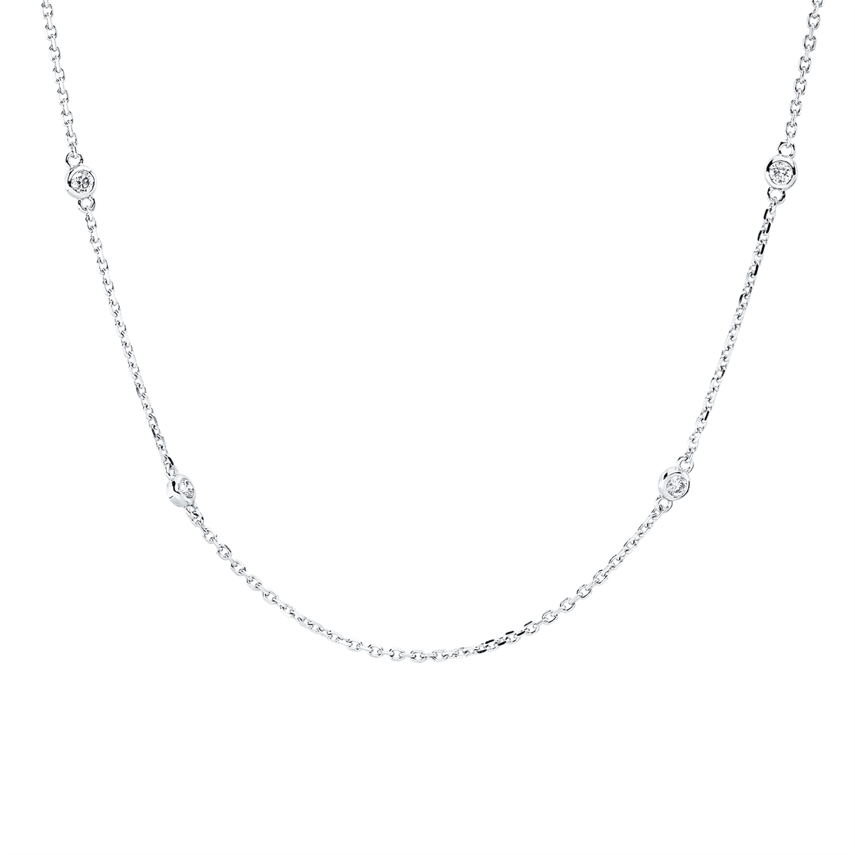 diamond full cut modern woman necklace in white gold