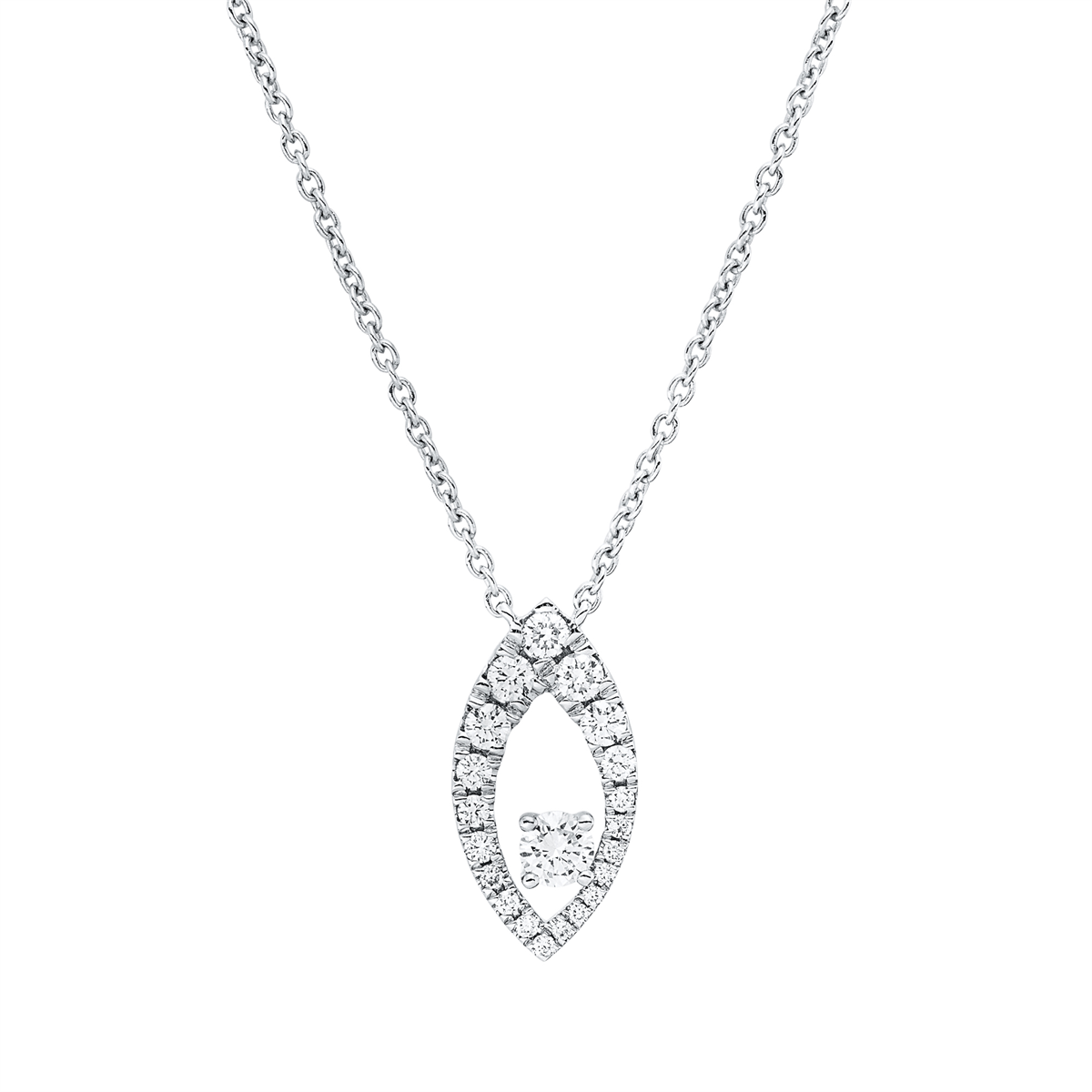 diamond full cut modern woman necklace in white gold