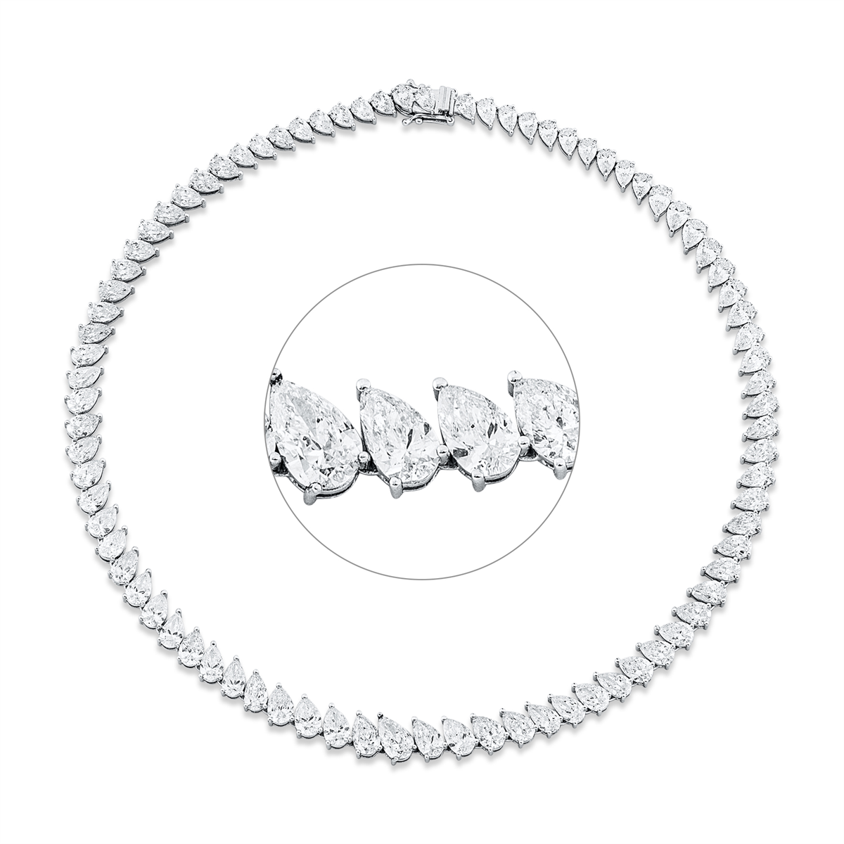 pear shape exclusive necklace in white gold