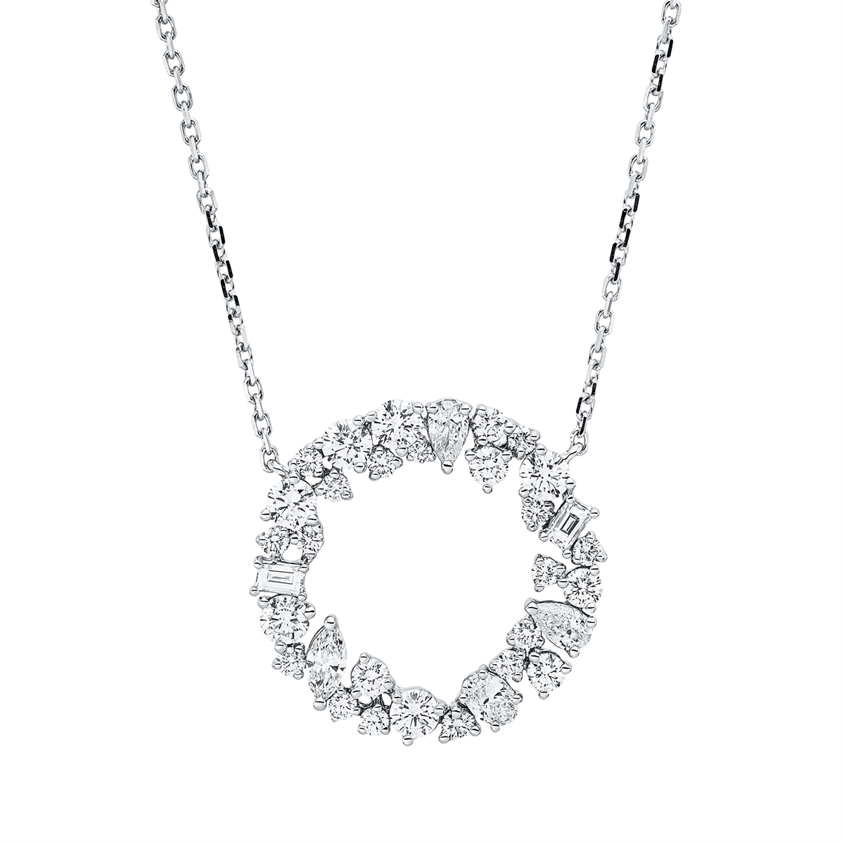 diamond full cut modern woman necklace in white gold