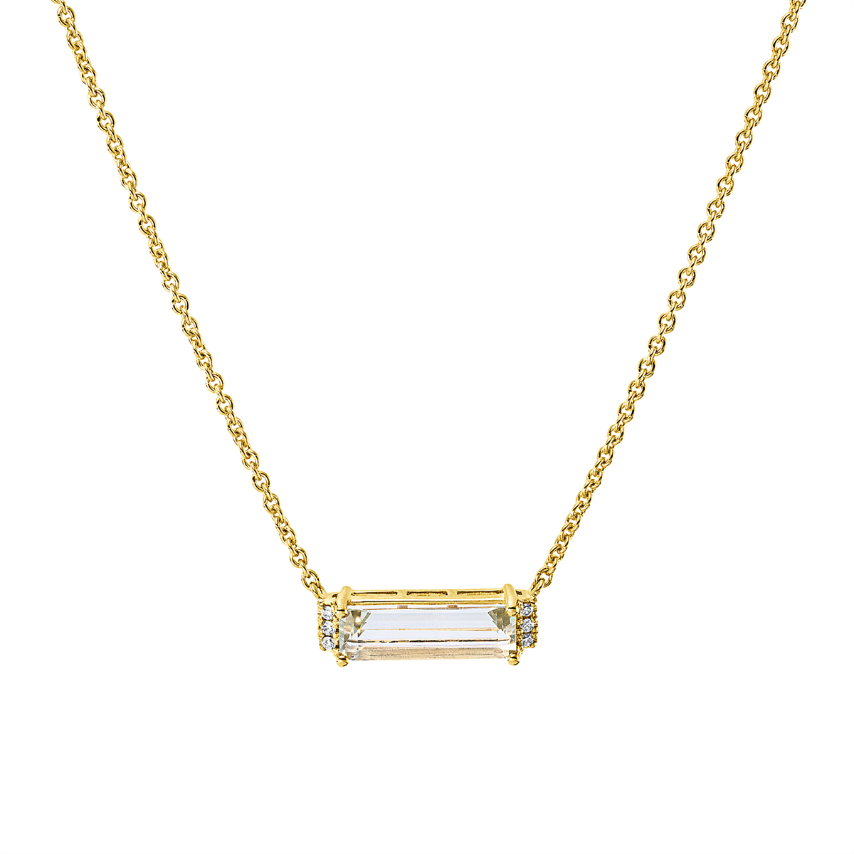 diamond full cut amethyst colored stone fashion necklace in yellow gold