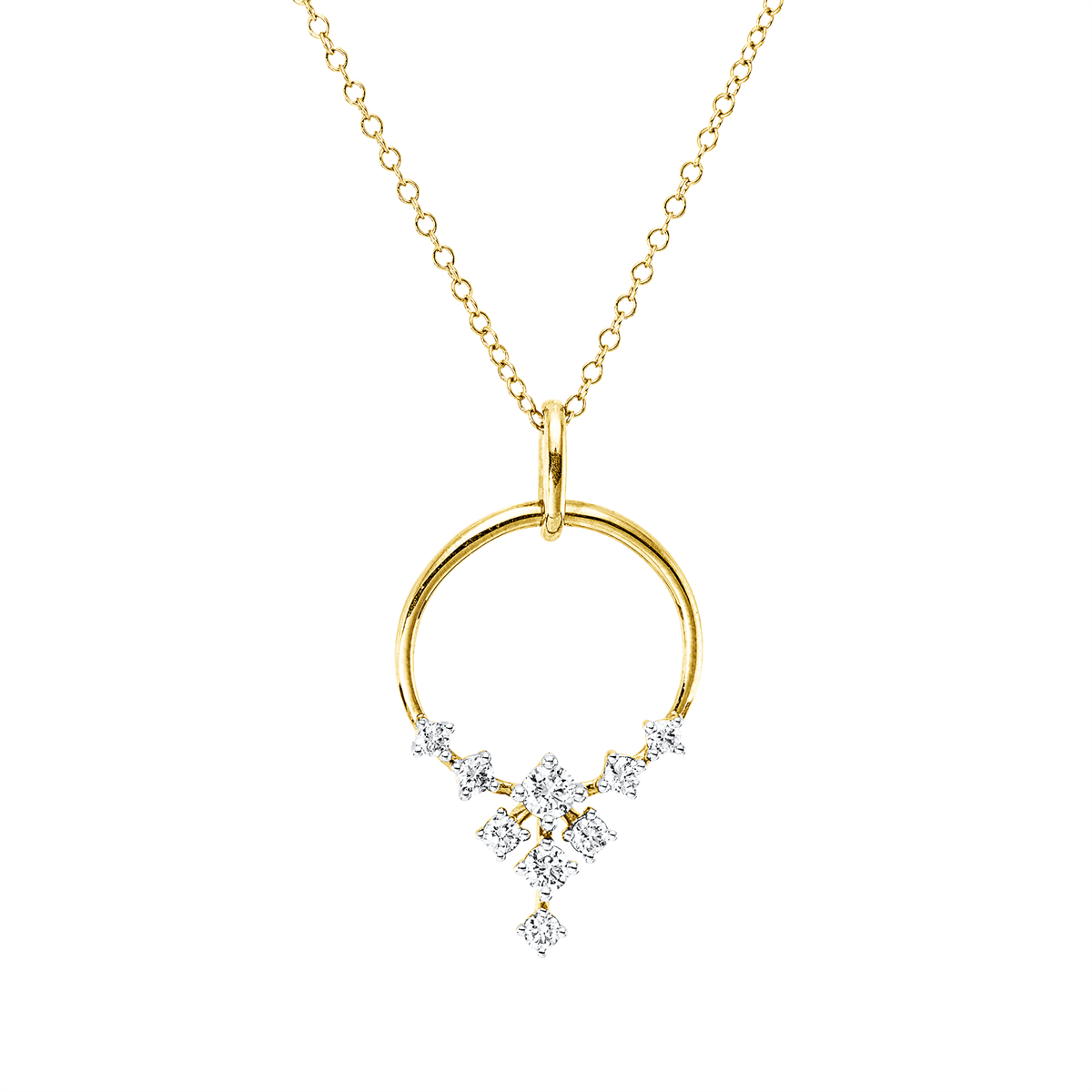 diamond full cut multi-stone necklace in yellow gold / white gold