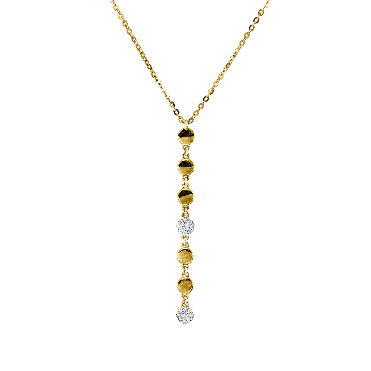diamond full cut multi-stone necklace in yellow gold