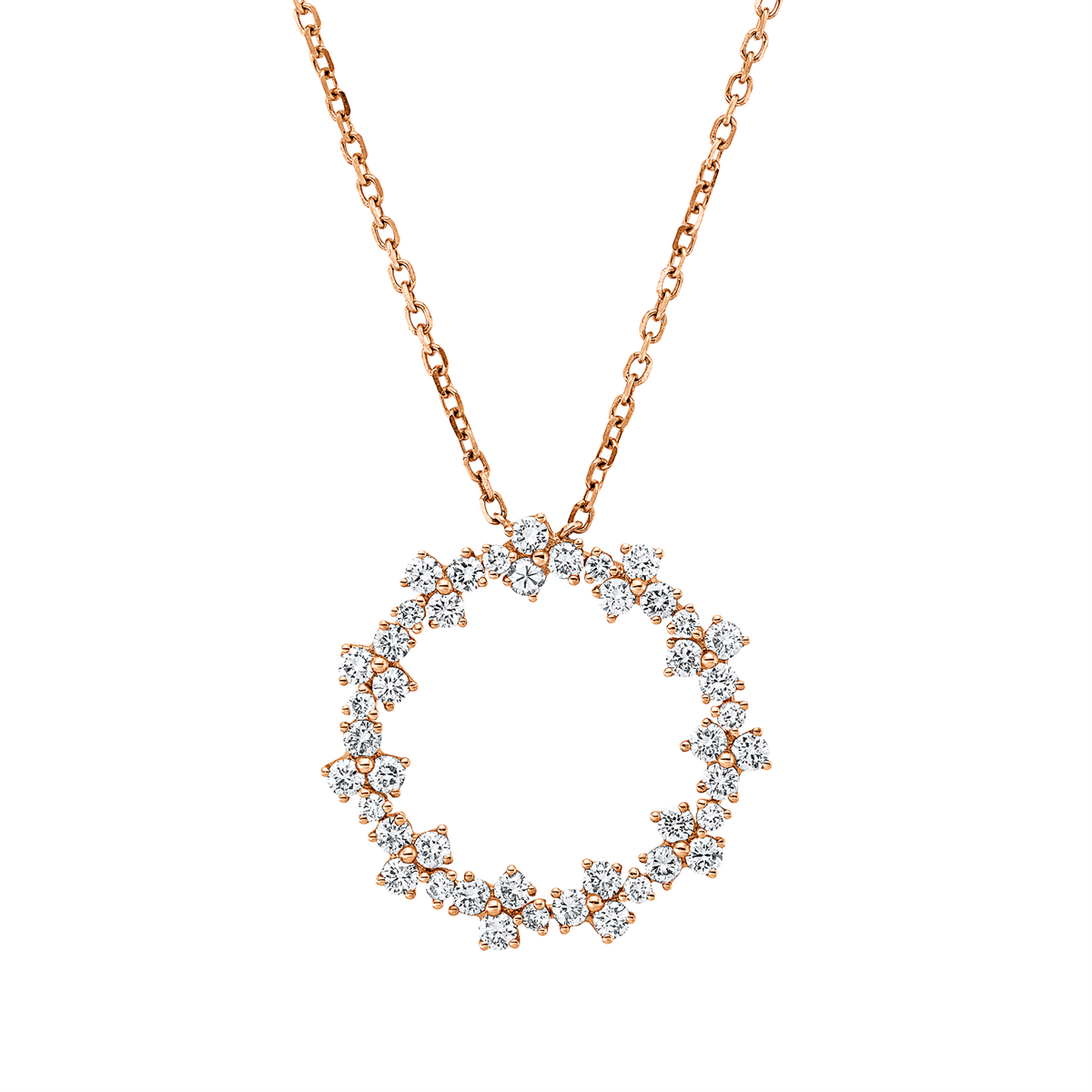 diamond full cut modern woman necklace in red gold
