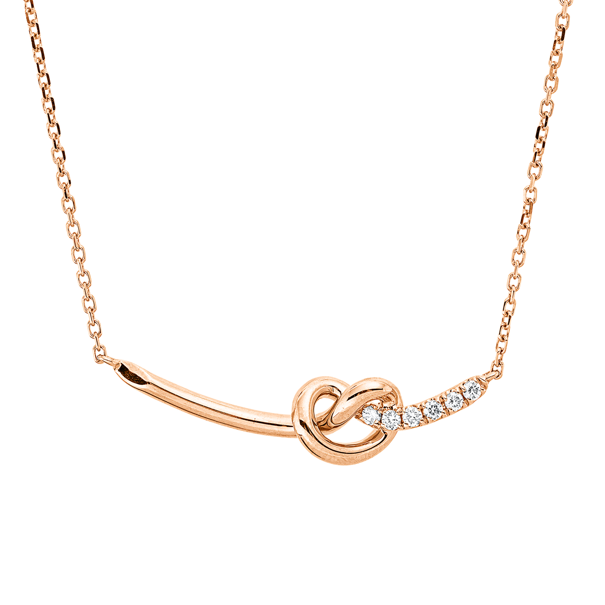 diamond full cut modern woman necklace in red gold