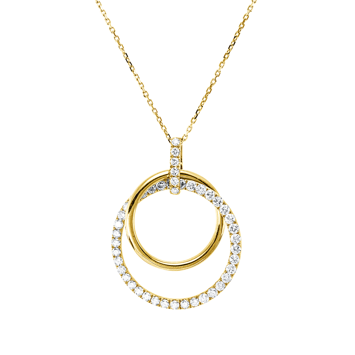 diamond full cut modern woman necklace in yellow gold