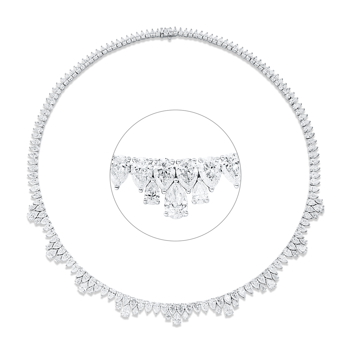 pear shape exclusive necklace in white gold