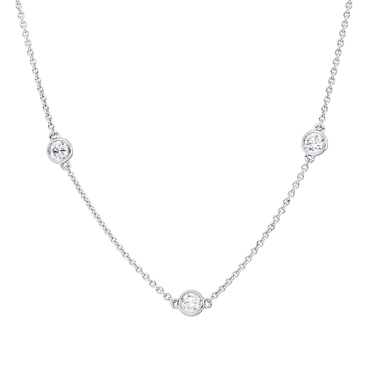 diamond full cut modern woman necklace in white gold
