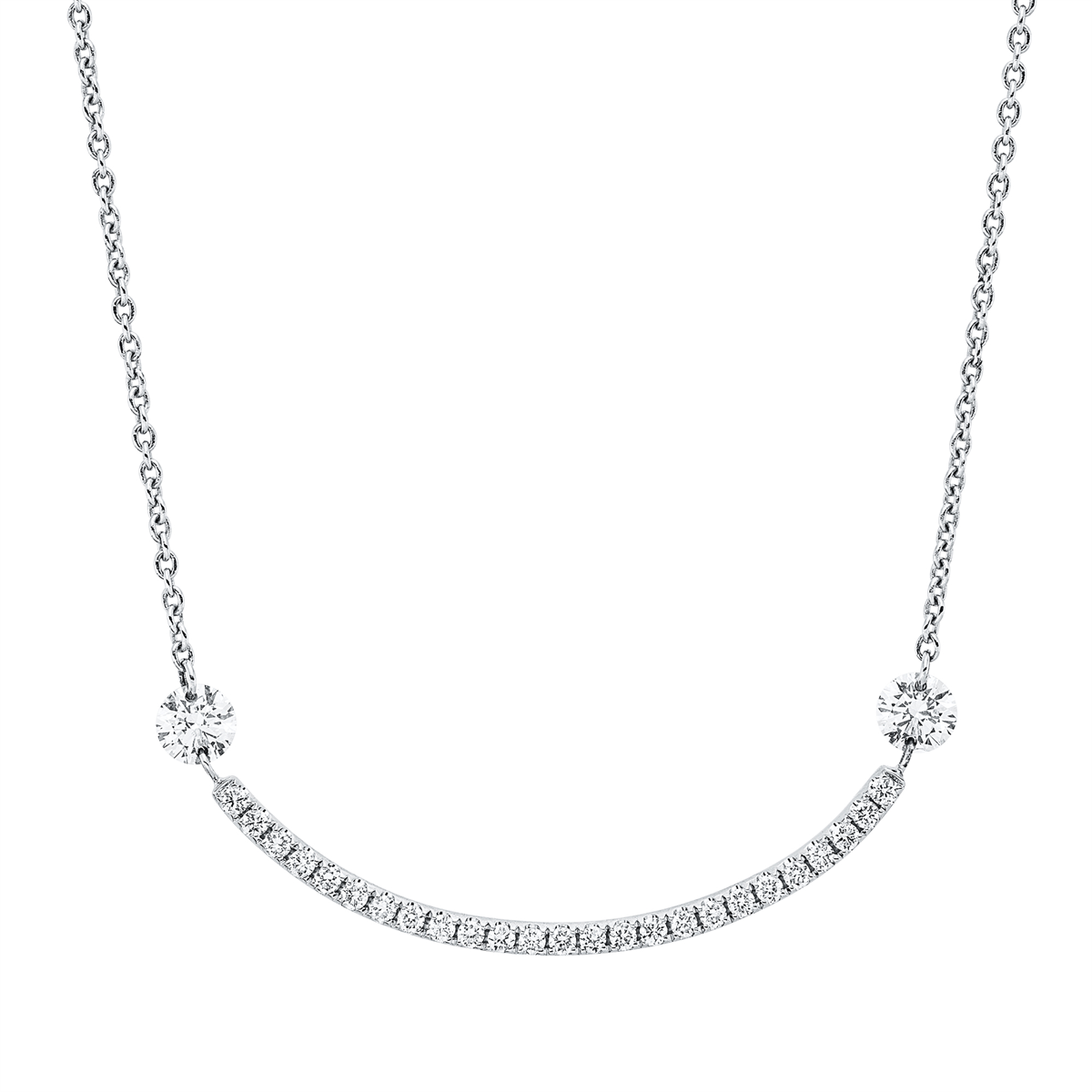 diamond full cut modern woman necklace in white gold