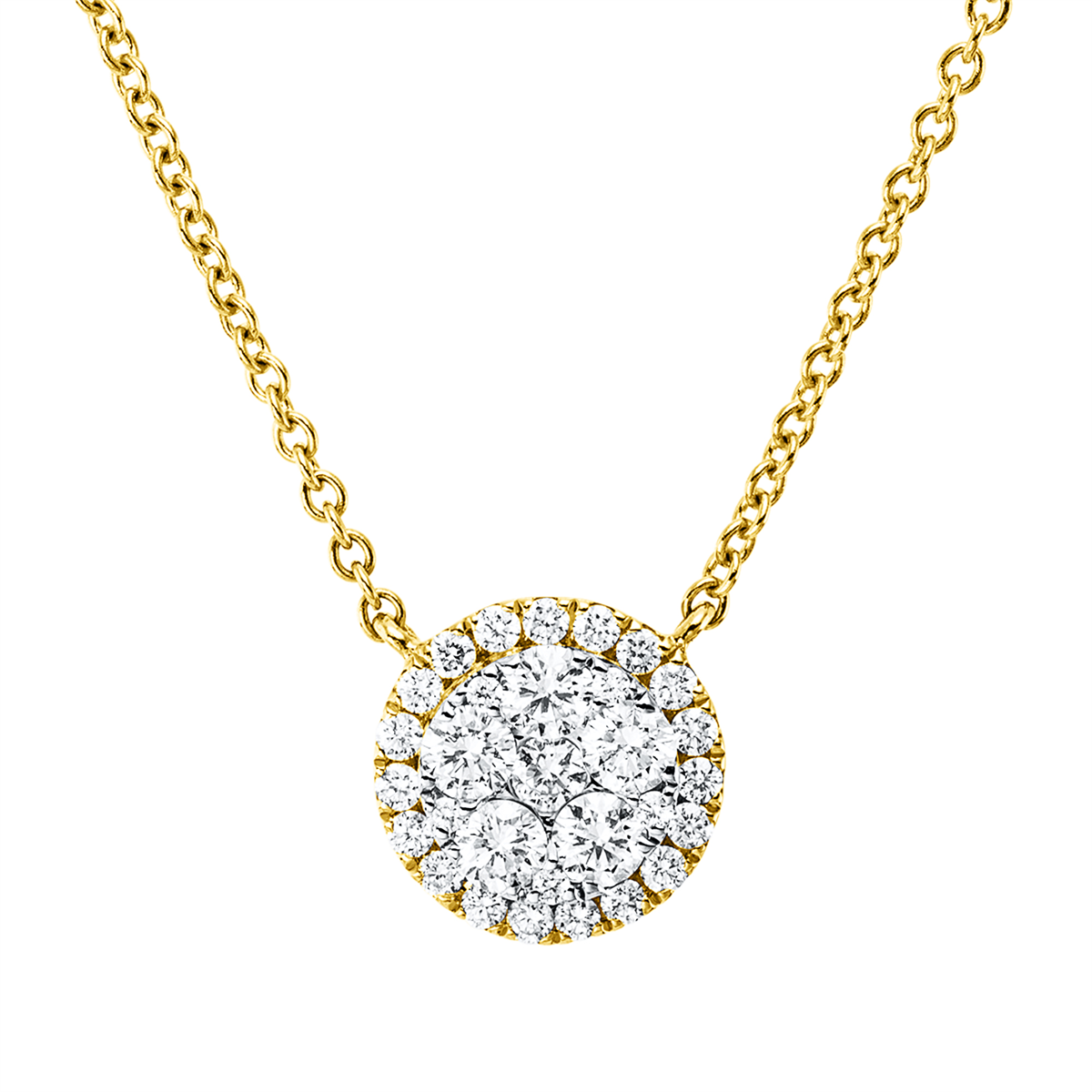 diamond full cut illusion classic necklace in yellow gold / white gold
