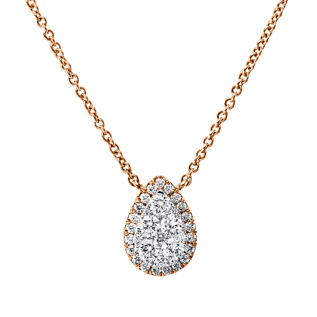 diamond full cut illusion classic necklace in red gold / white gold
