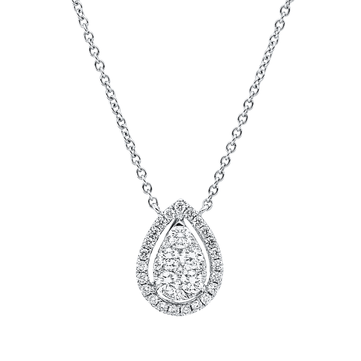 diamond full cut illusion classic necklace in white gold