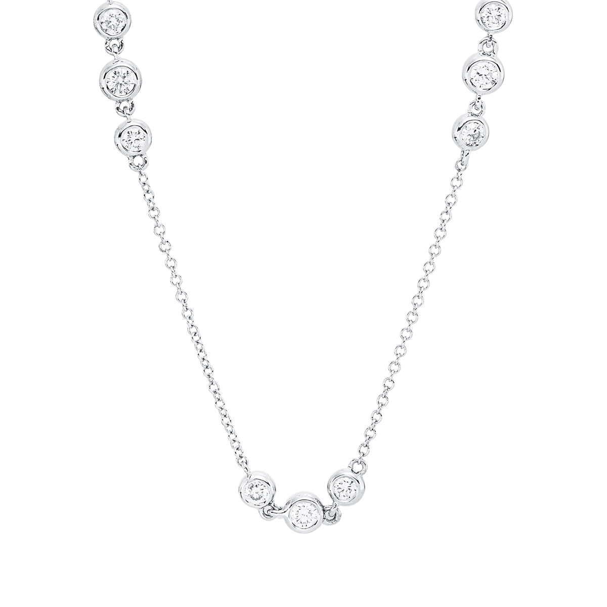diamond full cut modern woman necklace in white gold
