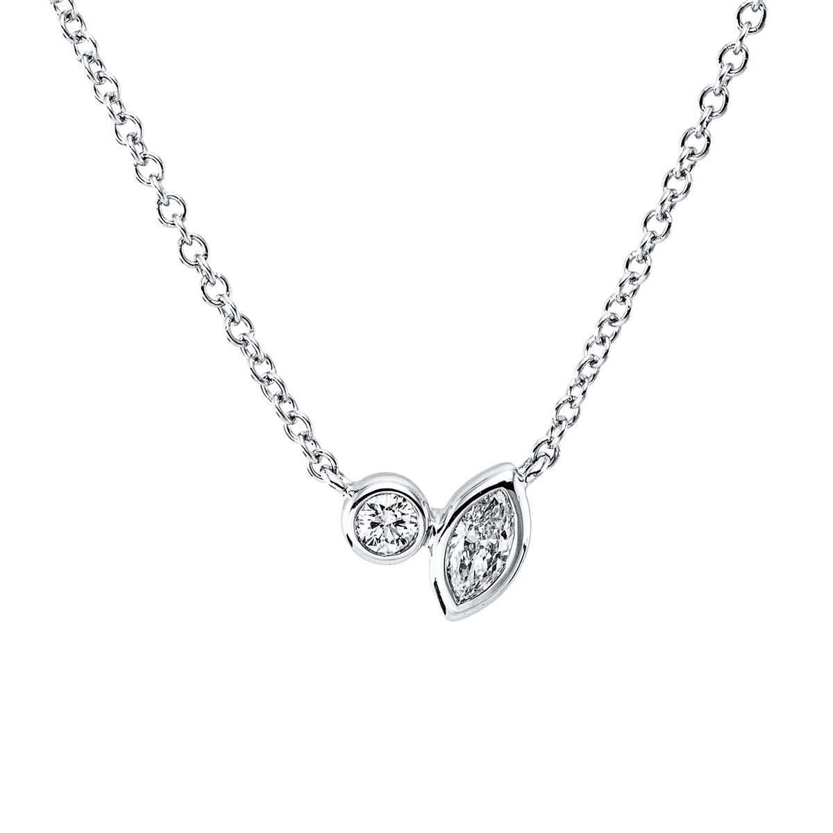 diamond full cut modern woman necklace in white gold