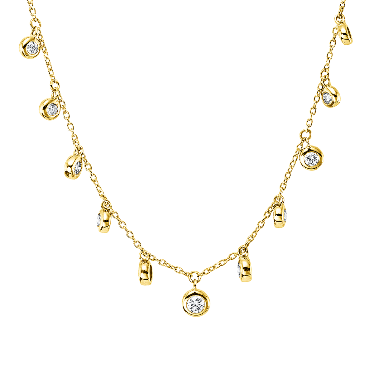 diamond full cut modern woman necklace in yellow gold