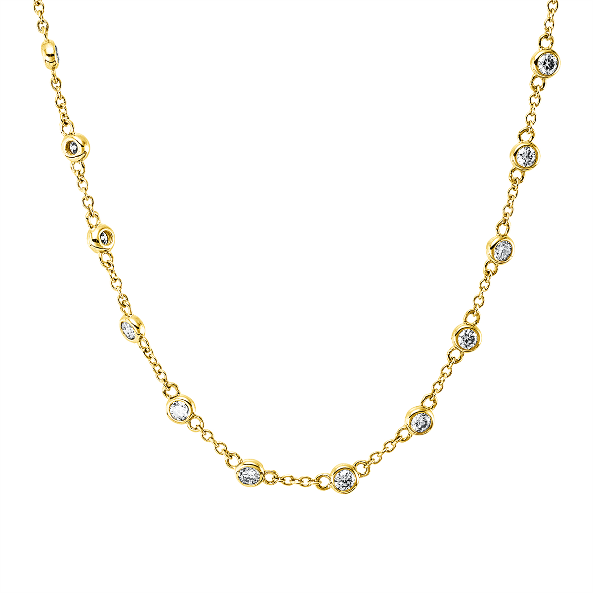 diamond full cut multi-stone necklace in yellow gold