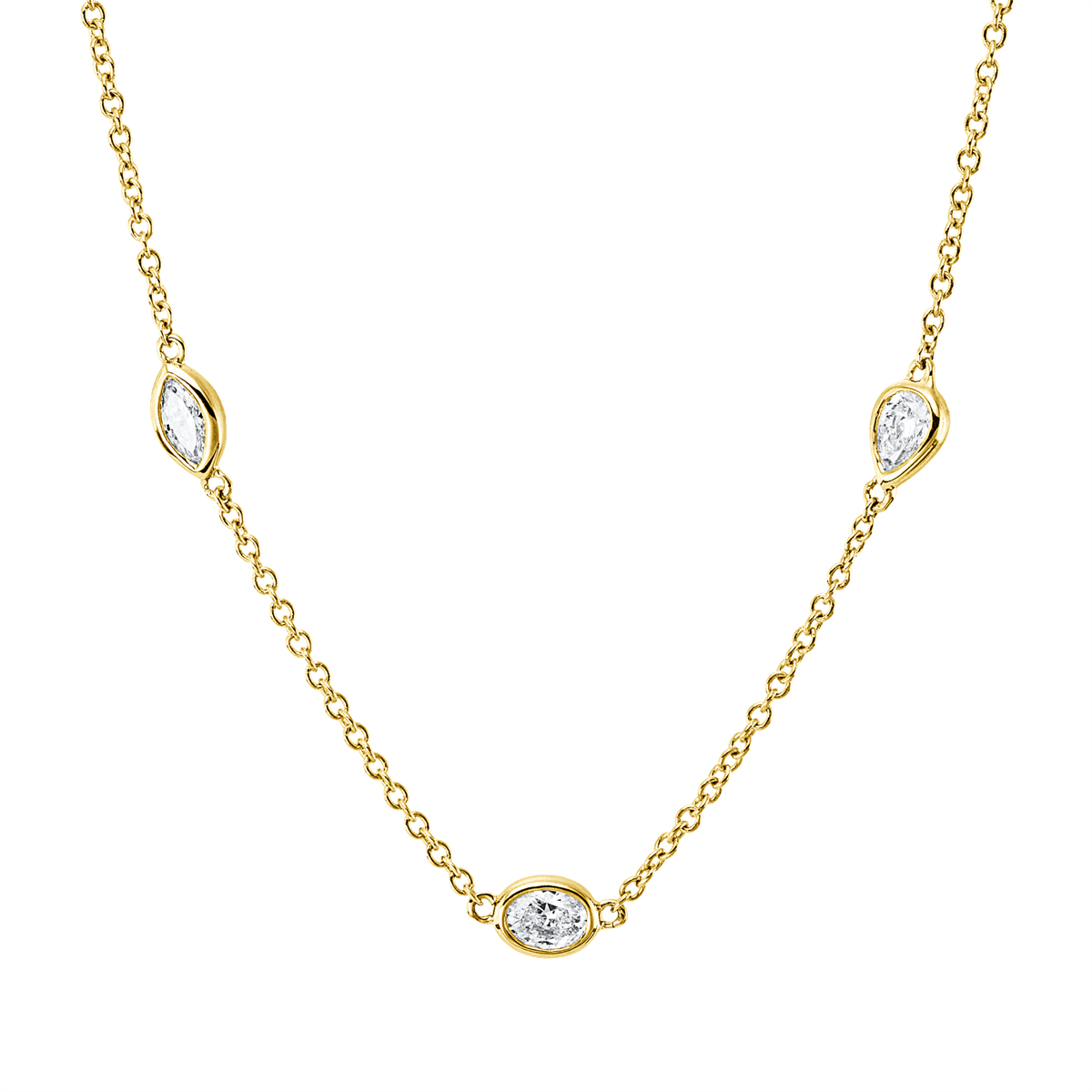 diamond full cut modern woman necklace in yellow gold