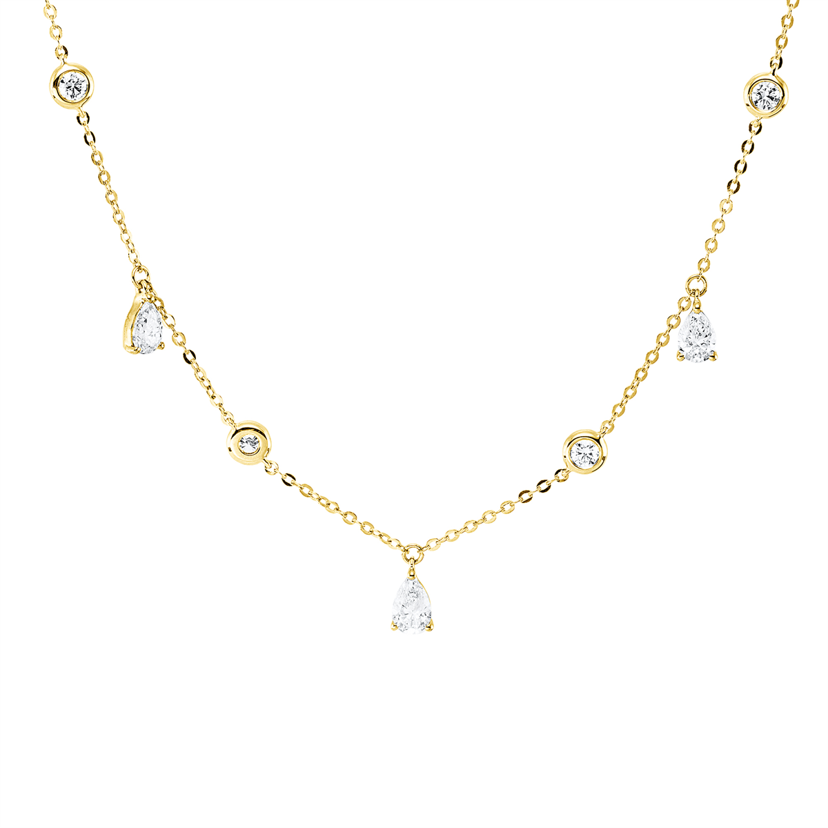 diamond full cut modern woman necklace in yellow gold