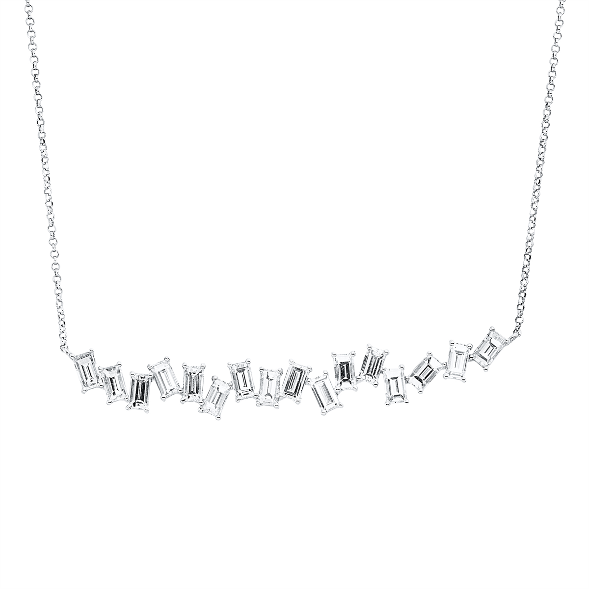 baguette baguette necklace in white gold