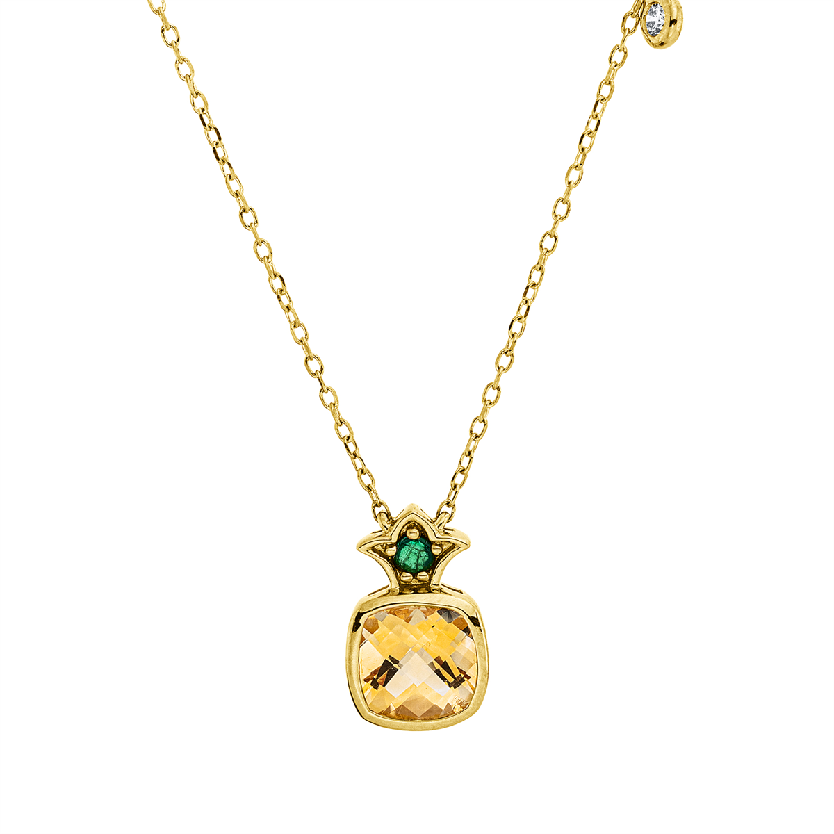 diamond full cut citrine colored stone fashion necklace in yellow gold