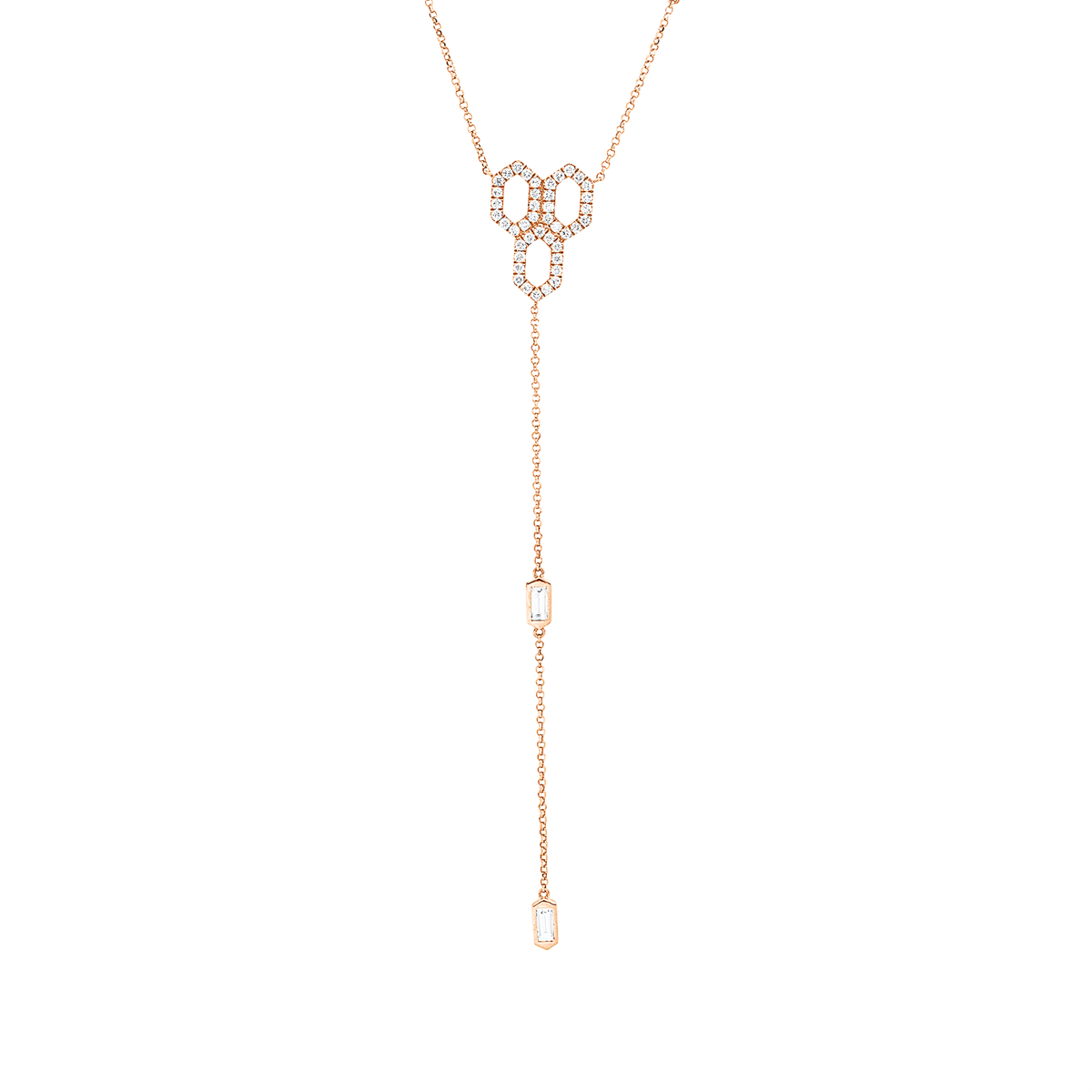 diamond full cut modern woman necklace in red gold