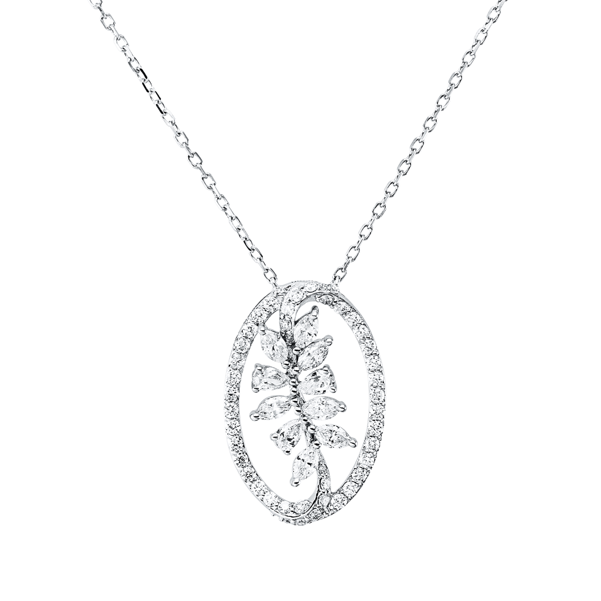 diamond full cut modern woman necklace in white gold