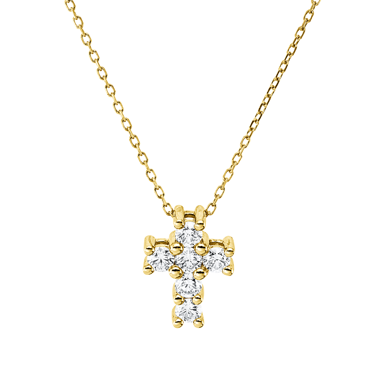 diamond full cut cross necklace in yellow gold