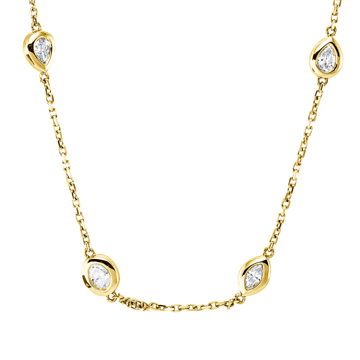cushion multi-stone necklace in yellow gold