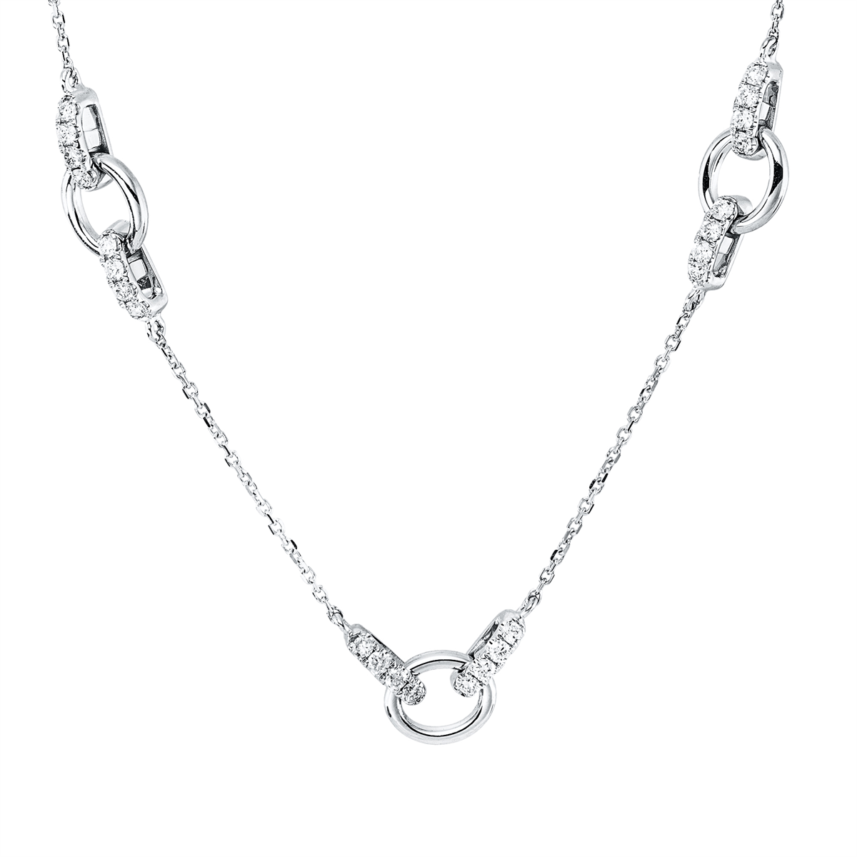 diamond full cut modern woman necklace in white gold