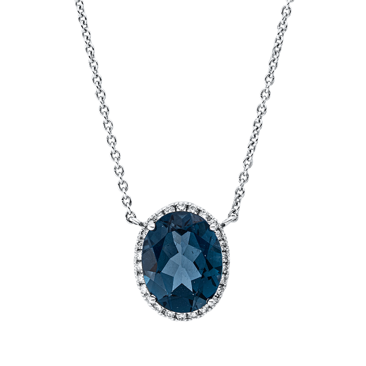 diamond full cut topaz colored stone fashion necklace in white gold