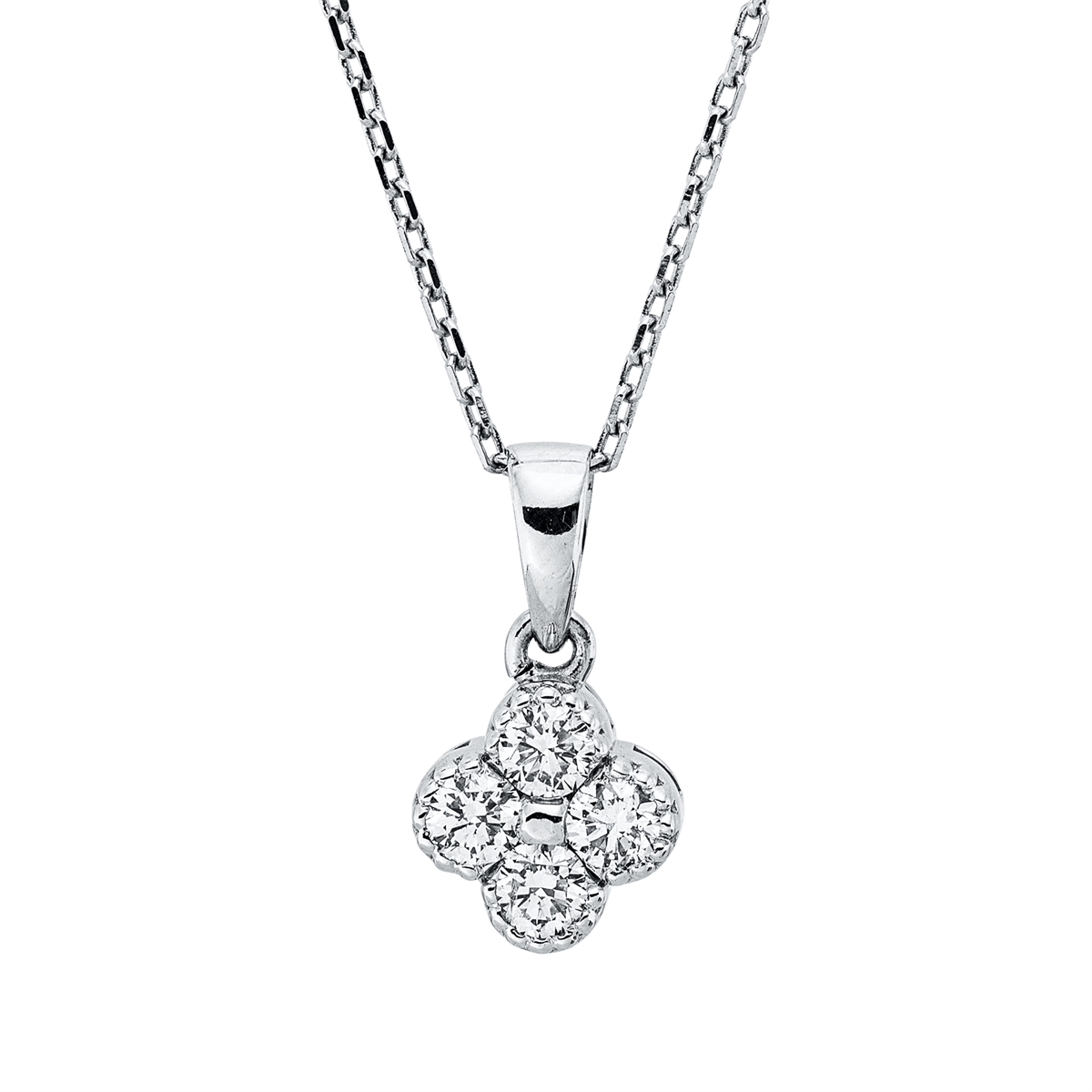 diamond full cut illusion classic necklace in white gold