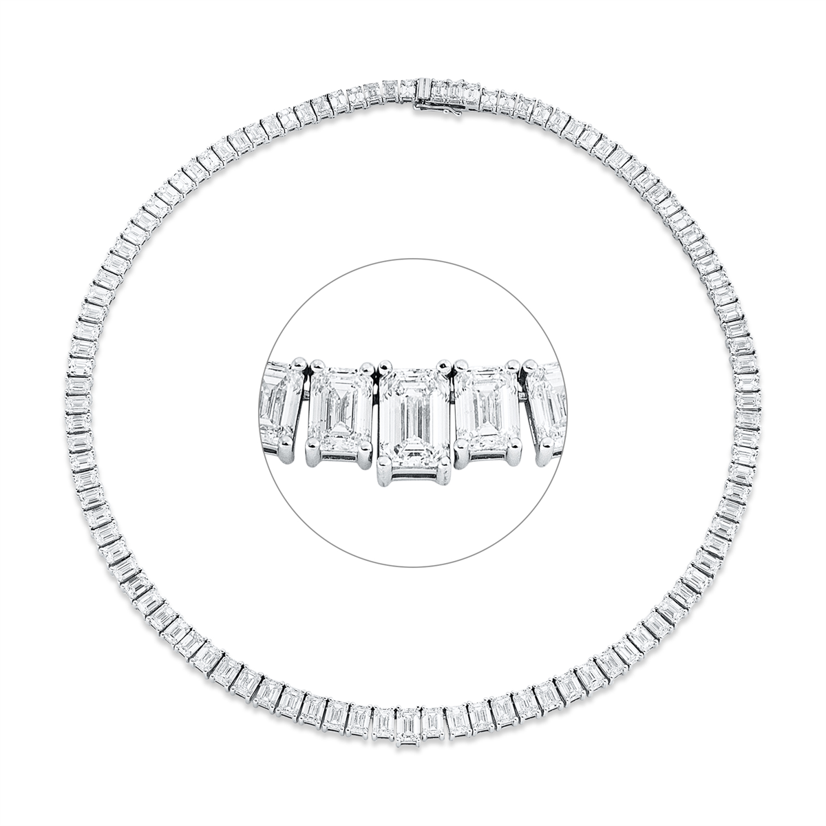 emerald cut exclusive necklace in white gold