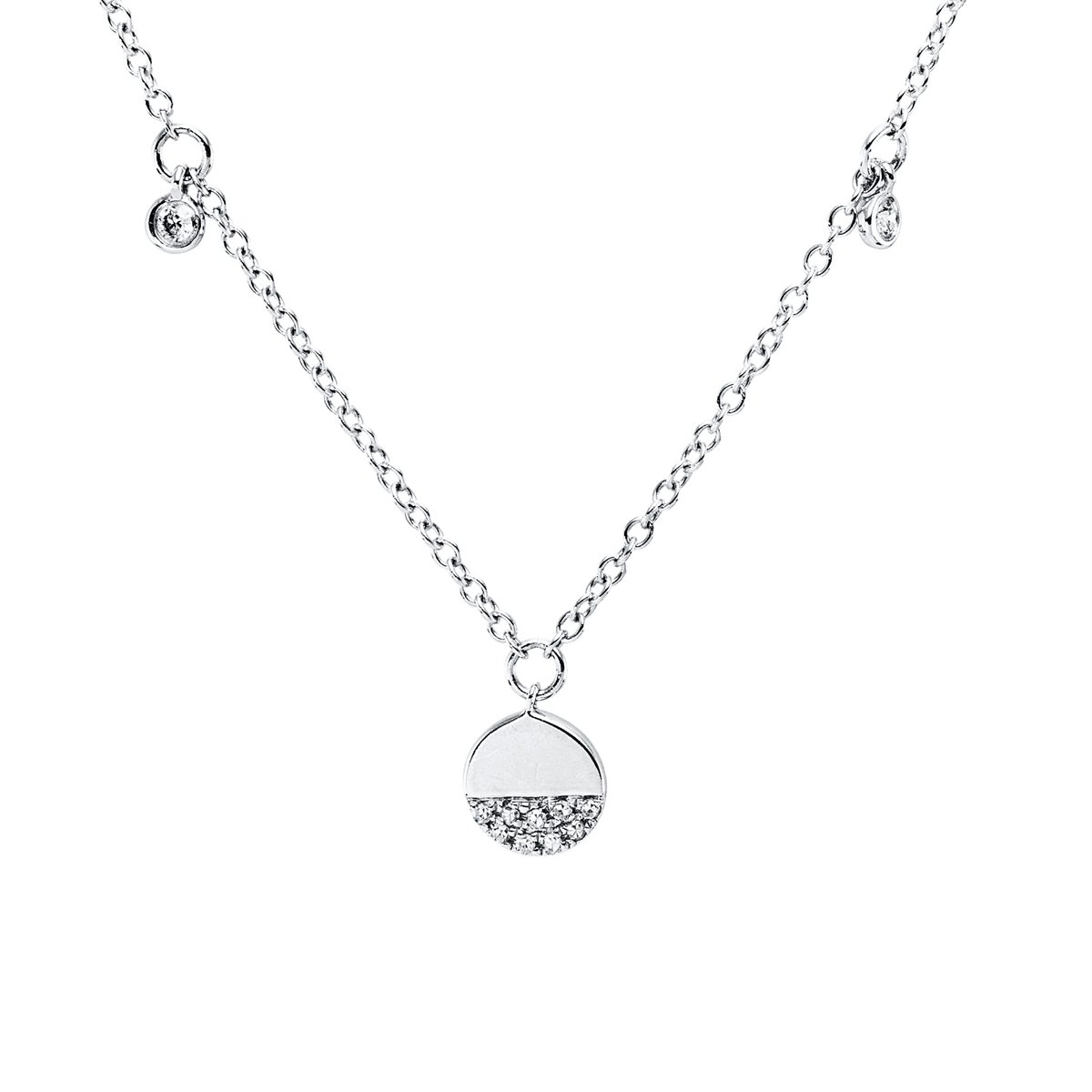 diamond full cut modern woman necklace in white gold
