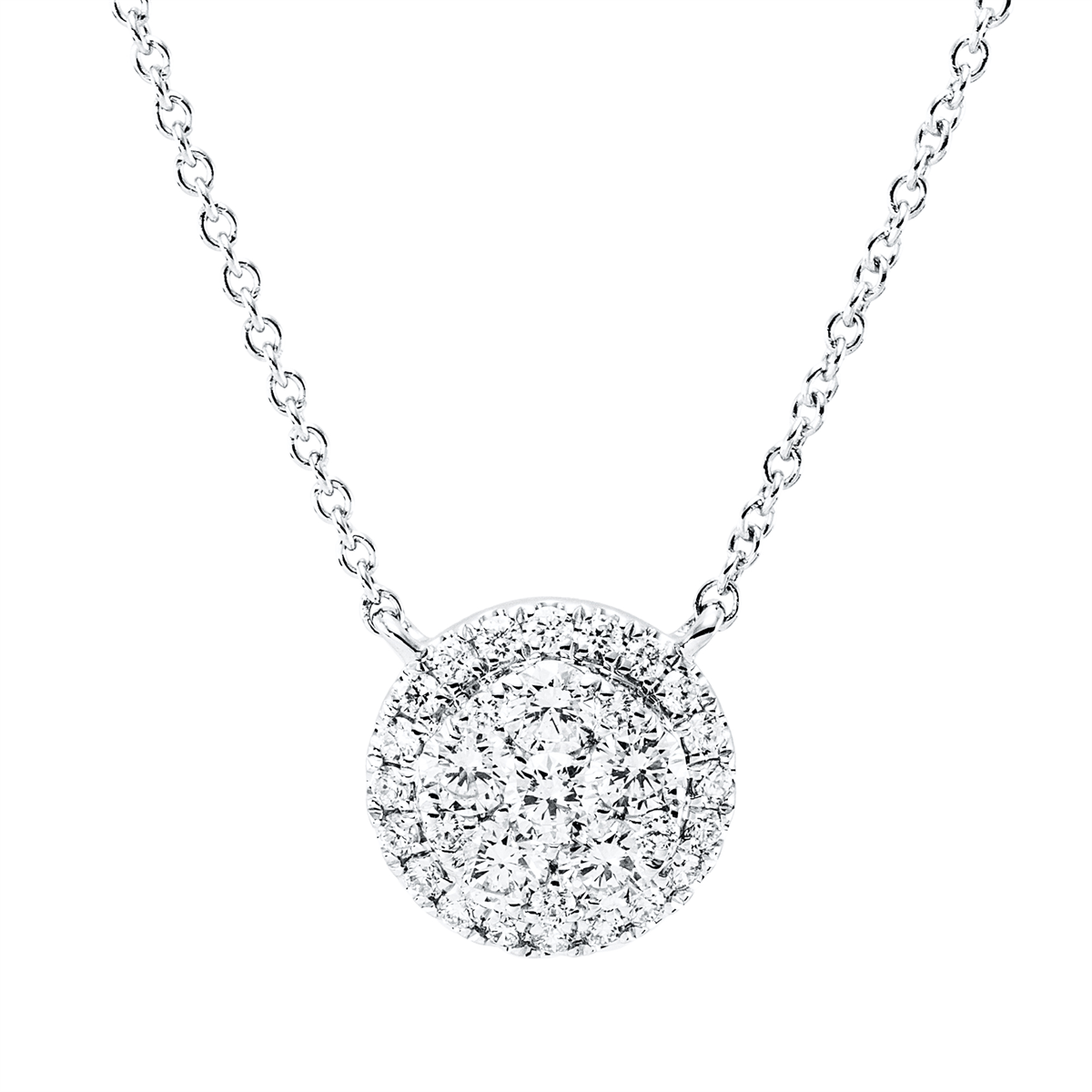 diamond full cut illusion classic necklace in white gold