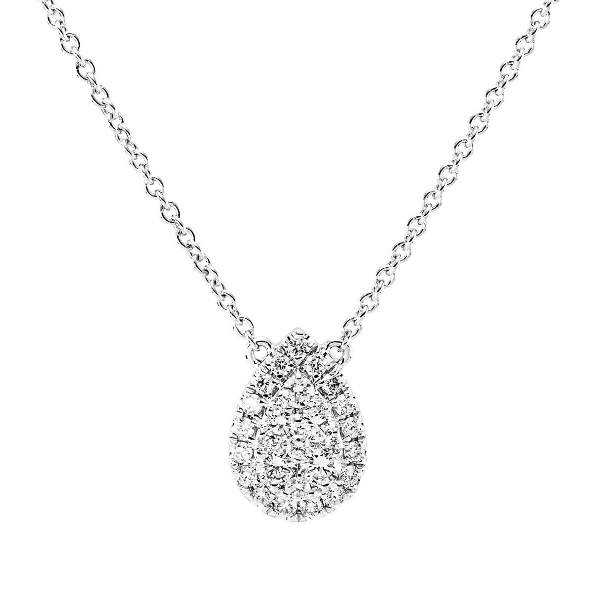 diamond full cut illusion classic necklace in white gold