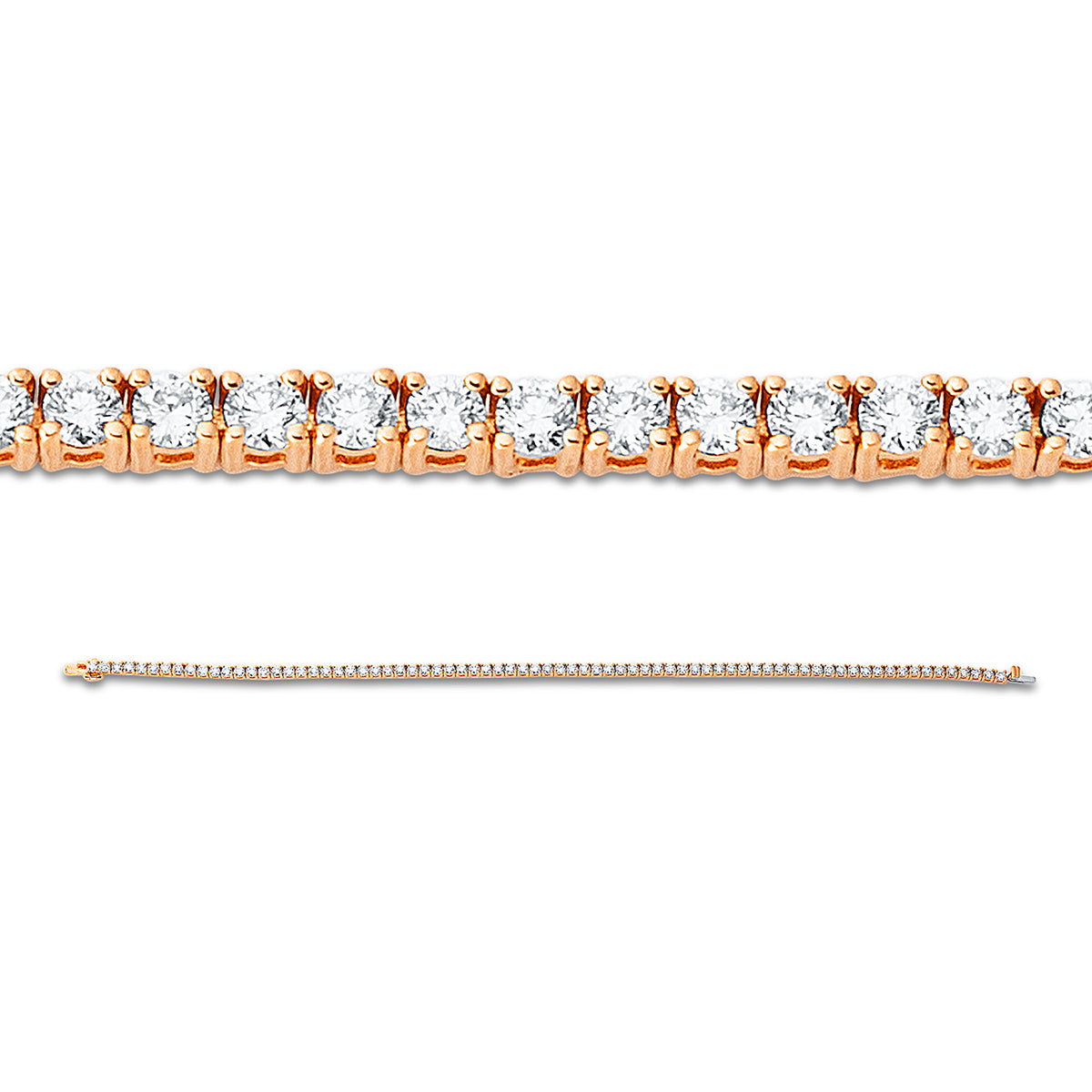 diamond full cut tennis bracelet bracelet in red gold / white gold