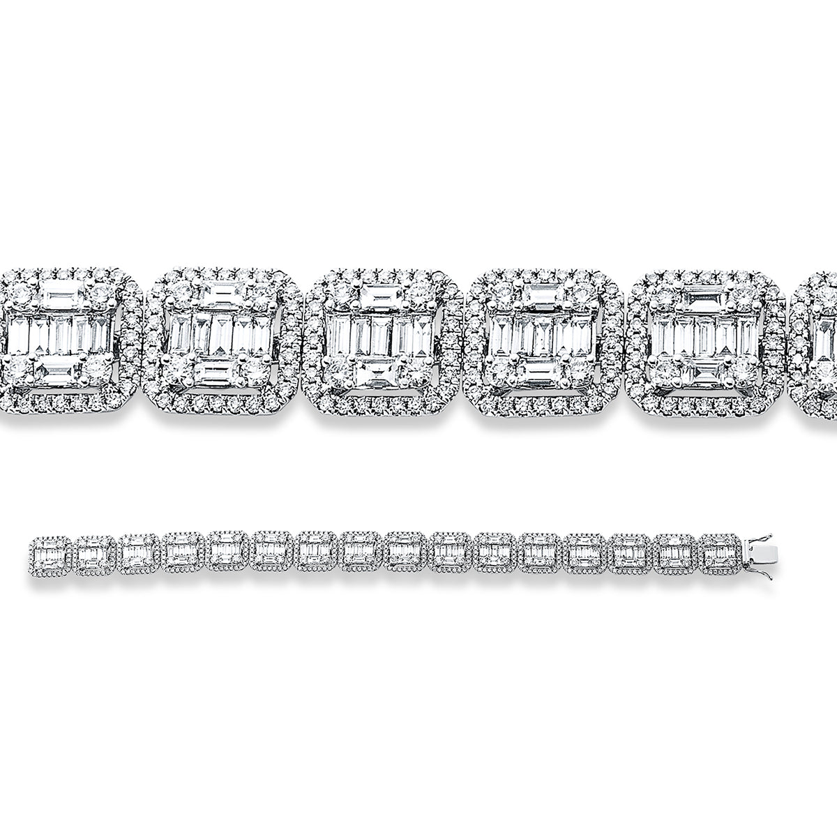 diamond full cut multi-stone bracelet in white gold