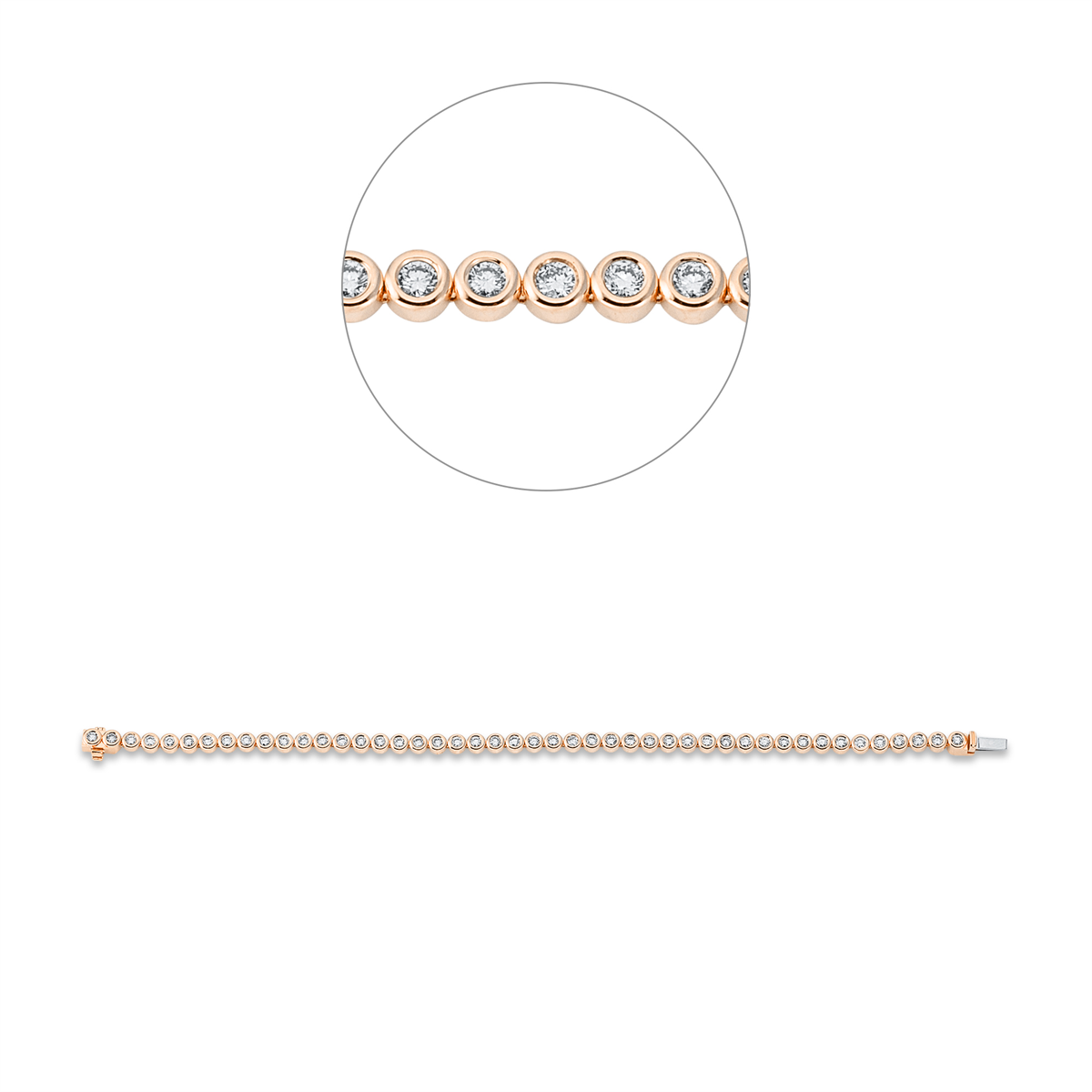 diamond full cut tennis bracelet bracelet in red gold