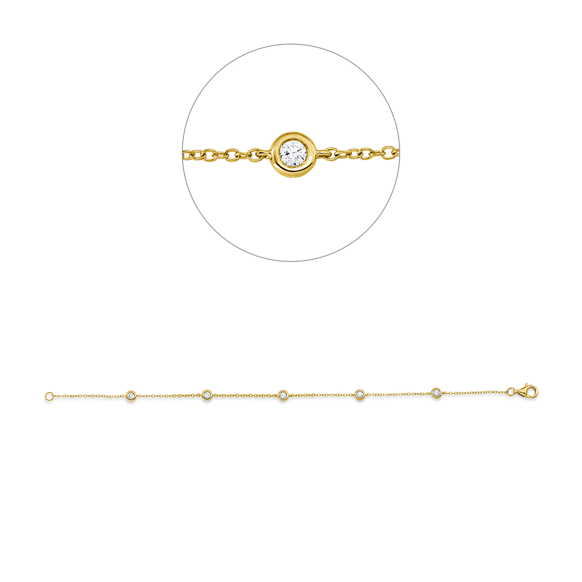 diamond full cut modern woman bracelet in yellow gold