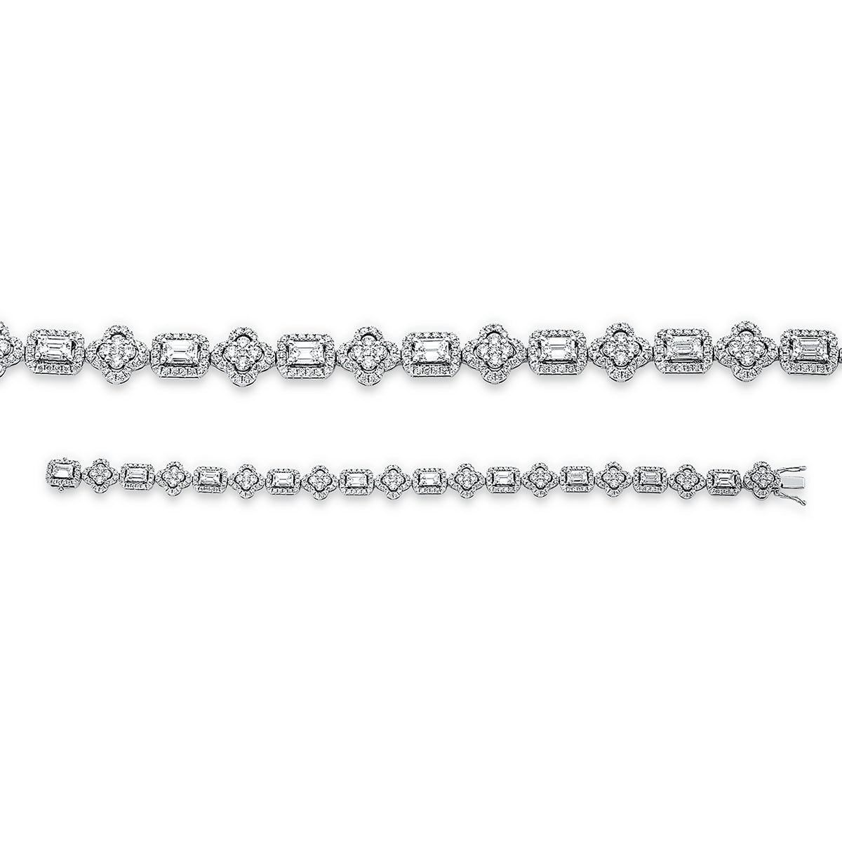diamond full cut baguette bracelet in white gold