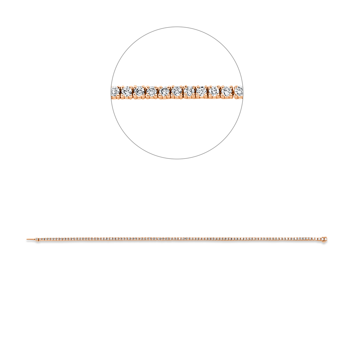 diamond full cut tennis bracelet bracelet in red gold