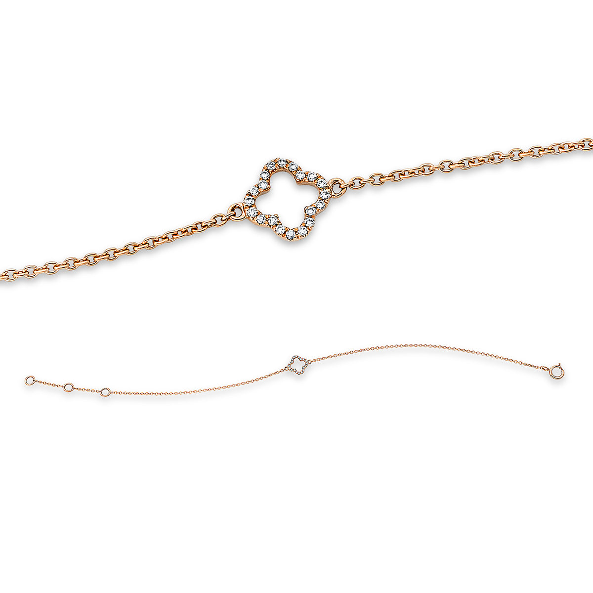 diamond full cut multi-stone bracelet in red gold