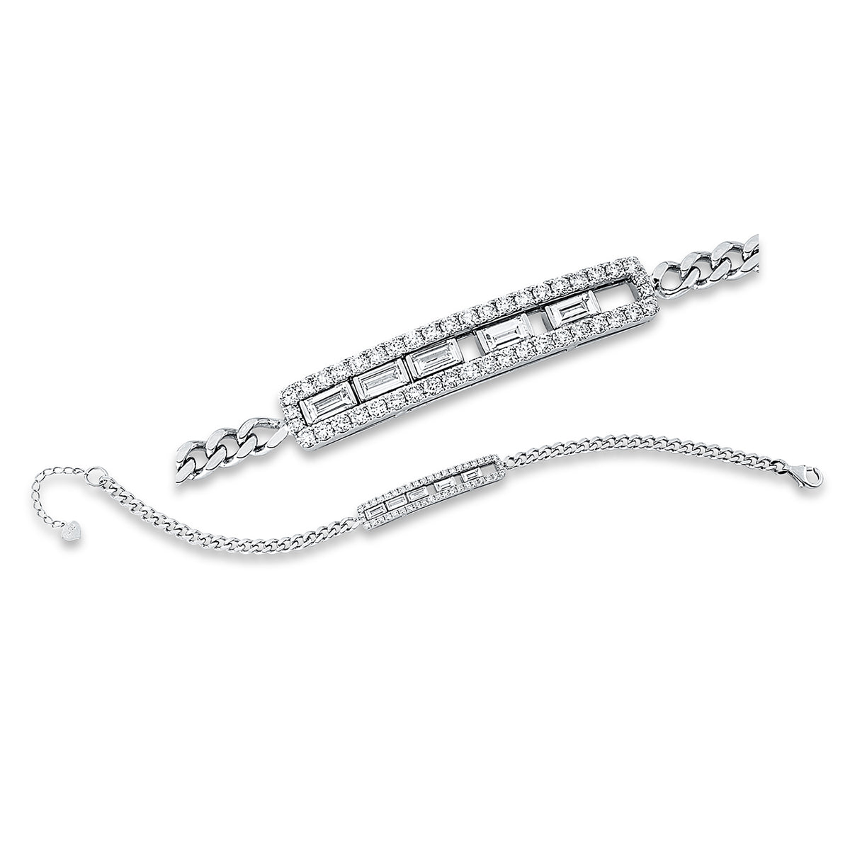 diamond full cut multi-stone bracelet in white gold